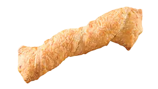 ein in sich verdrehtes, mit Käse gebackenes Teilchen