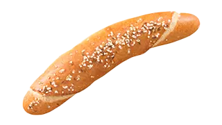 ein längliches, mit Salz bestreutes Gebäckstück