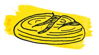 Zeichnung eines Brotlaib mit gelben Hintergrund