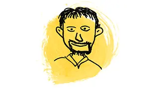 gezeichnete Person mit gelben Hintergrund